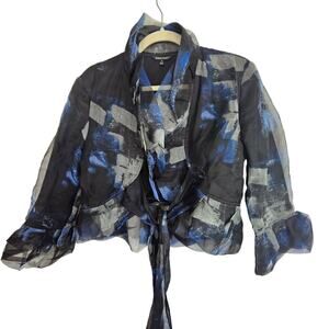 Samuel Dong Womens Silk Organza Bolero Abstract Topper Jacket Cocktail Party M